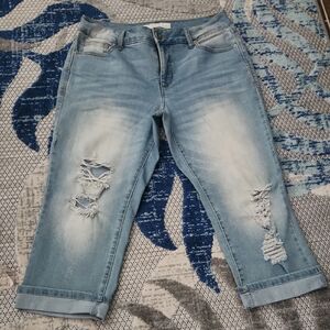 Casual Light Blue Distressed Boyfriend Jeans